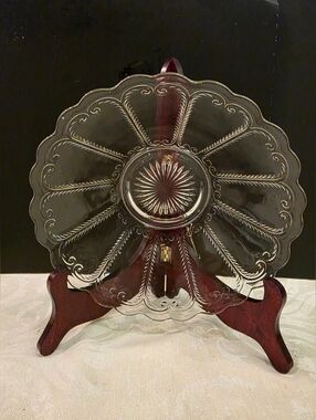 Vintage Imperial Glass 10" Plate Scroll Flute Pattern Sandwich/Cake Plate